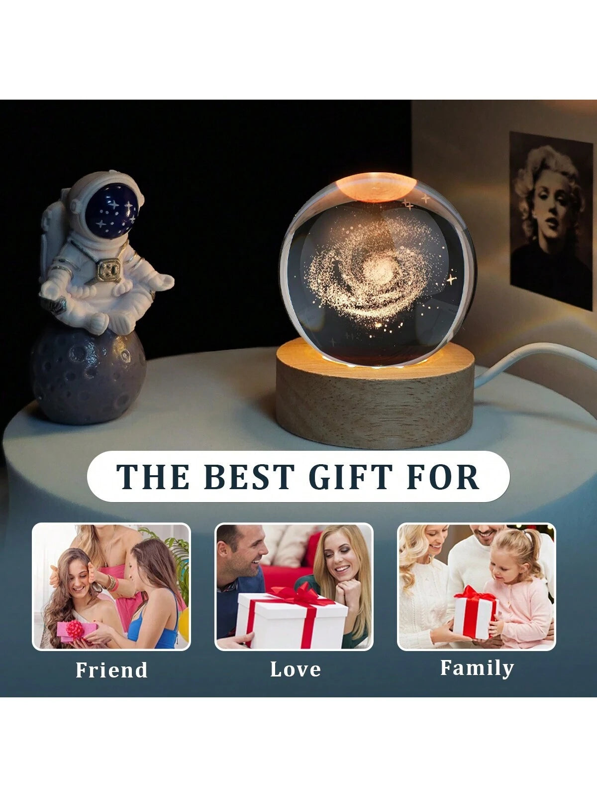 Material - Star Night Lights Solar System Crystal Ball Made of Crystal. 3D Crystal Ball Led Night Light Is Solar System Space Themed and Even after a Lifetime of Use, Crystals Never Lose Their Original Shine.Solar System Crystal Night Light