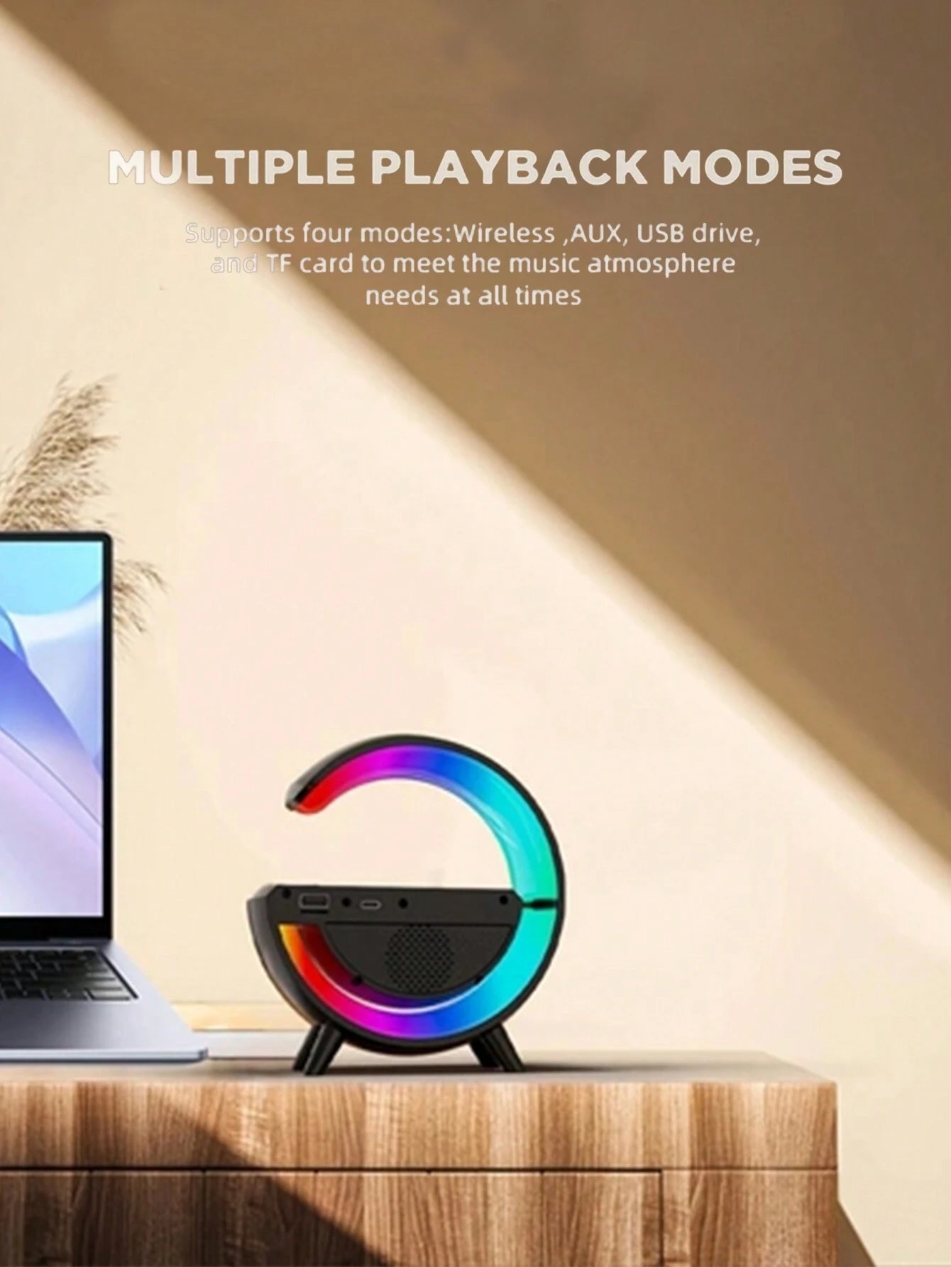 Wireless Speaker 6 Kinds of Light Mode Wireless Charging Function Compatible with IOS / Android System Black and White 601099513769049