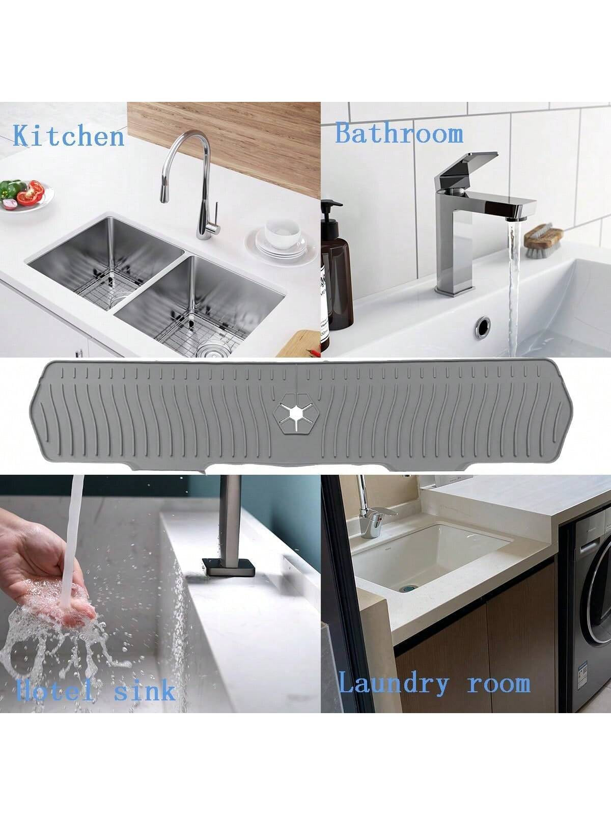 1Pc Upgeaded 29.92Inch Faucet Sink Guard Splash Mat,Silicone Kitchen Faucet Mat,Faucet Drying Mat, Silicone Faucet Mat Splash Guard, Silicone Faucet Water Catcher Mat for Kitchen Bathroom