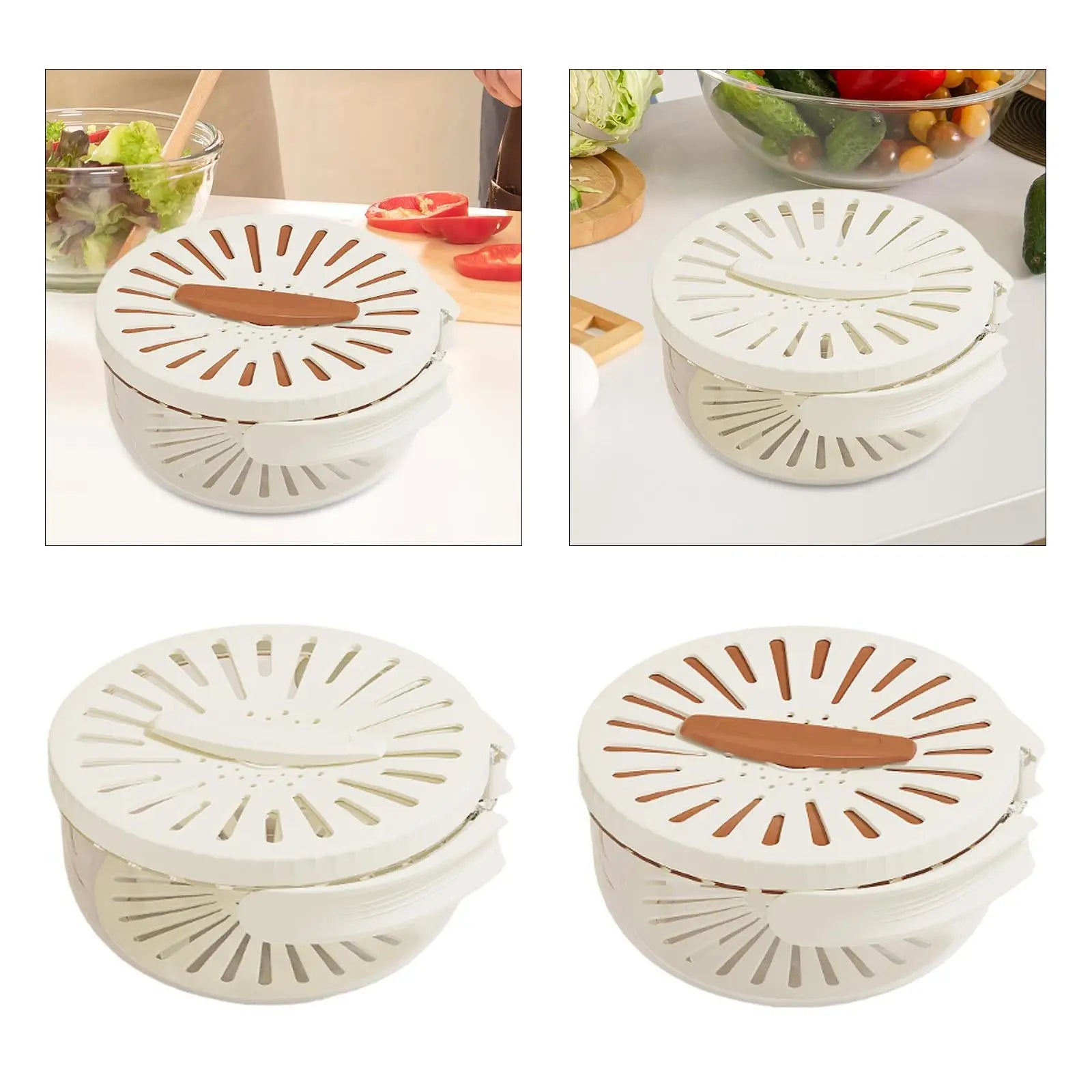 Food Drain Basket Foldable Handle for Fridge with Lid Fruit Storage Container for Salad Cherry Vegetables Grapes Strawberry