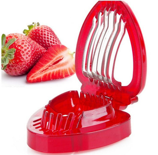 EliteMart | Red Strawberry Slicer Plastic Fruit Carving Tools Salad Cutter Berry Strawberry Cake Decoration Cutter Kitchen Gadgets