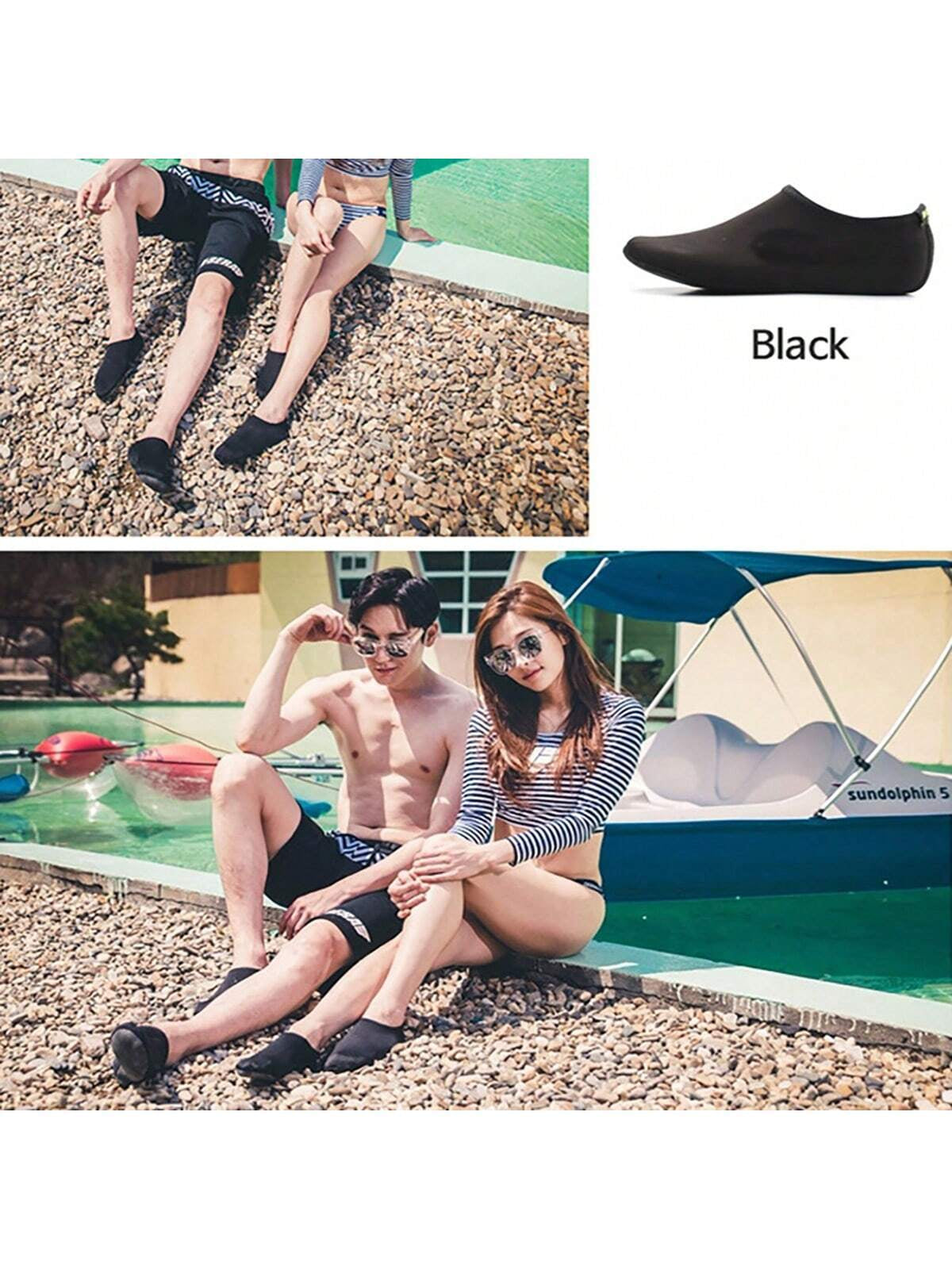 Sports Outdoor 1 Pair (Lycra) Beach Leg Warmers & Snorkeling Shoes,