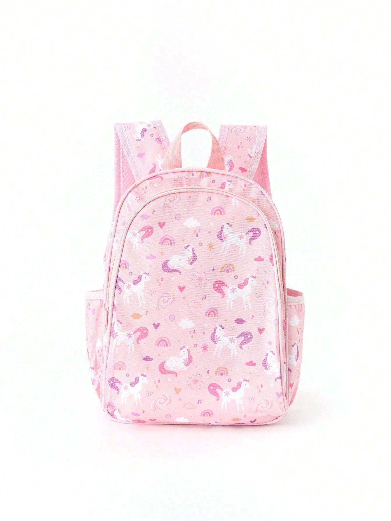 1Pc Girls Unicorn Cartoon Print Zipper Closure Cute Backpack for Back to School Daily Use