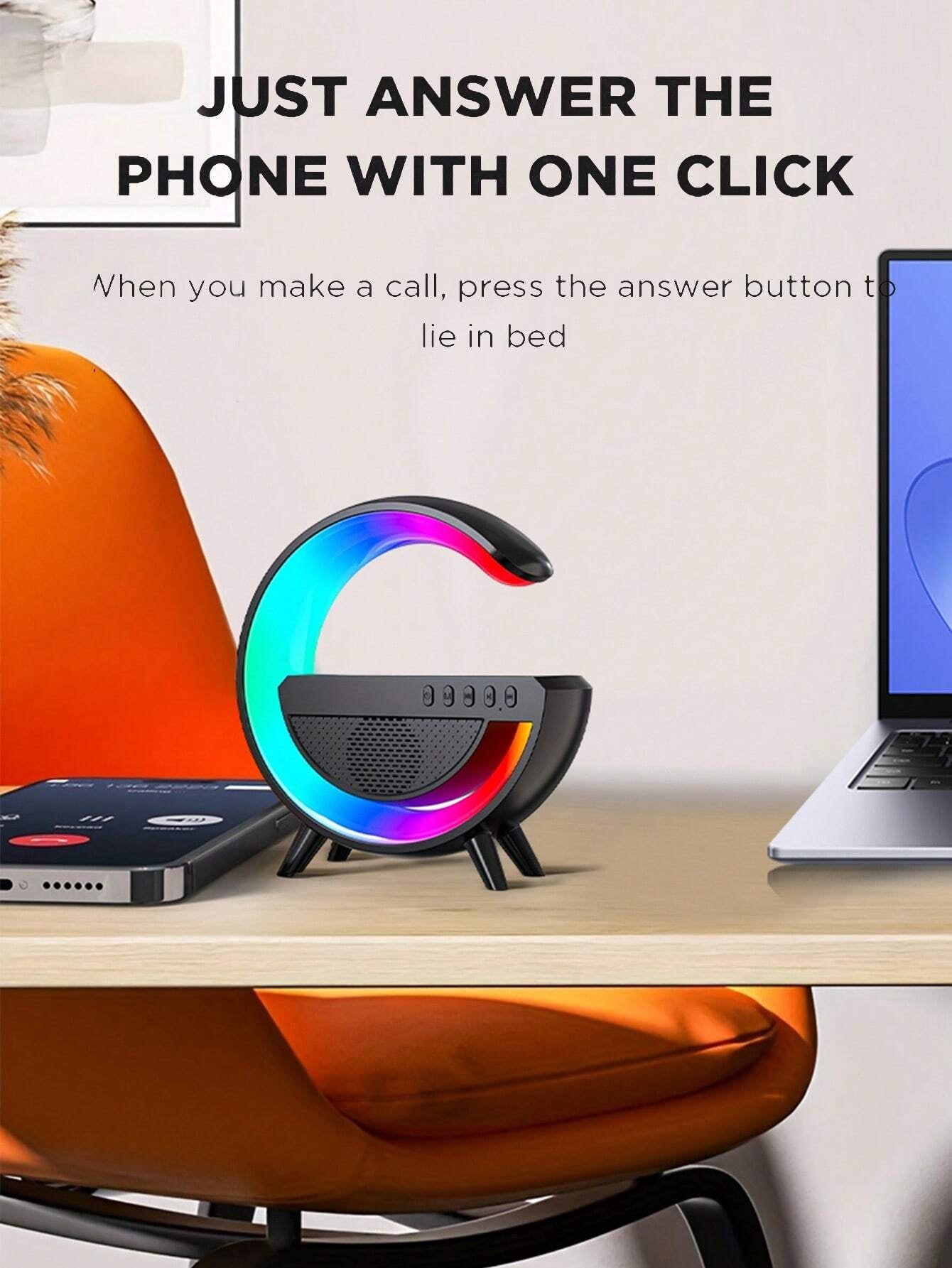 Wireless Speaker 6 Kinds of Light Mode Wireless Charging Function Compatible with IOS / Android System Black and White 601099513769049