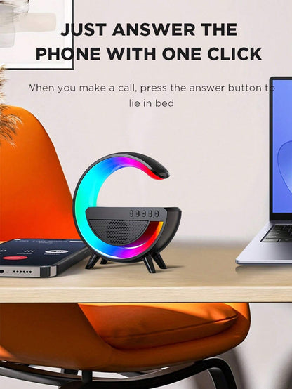 Wireless Speaker 6 Kinds of Light Mode Wireless Charging Function Compatible with IOS / Android System Black and White 601099513769049