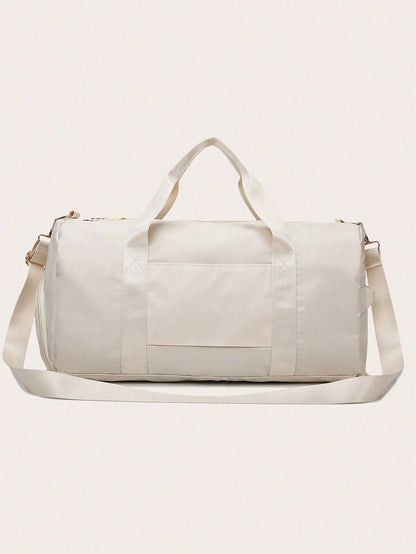 Large Capacity Waterproof Travel Bag, Solid Black Duffel Bag with Shoe Compartment & Wet Dry Separation Pockets, Suitable for Travel & Gym Sports