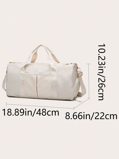 Large Capacity Waterproof Travel Bag, Solid Black Duffel Bag with Shoe Compartment & Wet Dry Separation Pockets, Suitable for Travel & Gym Sports