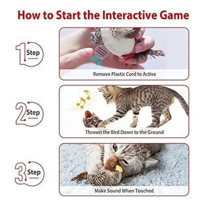 Interactive Cat Toys Flying Bird Cat Toy Flapping Wings Sparrow Catnip Toys Vivid Chirpi]Ng Simulation Bird Interactive Cat Toy