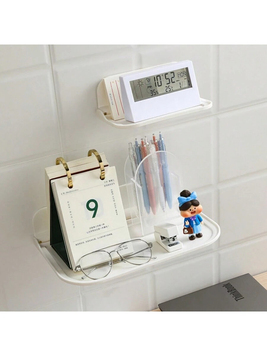 1Pc Foldable Wall-Mounted Shelf, for Bathroom, Toilet, Kitchen, Bedside, Dorm Room, No Drilling Phone Storage, Wifi Router Storage