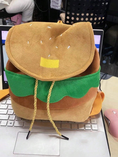 Hamburger Design Flap Backpack 