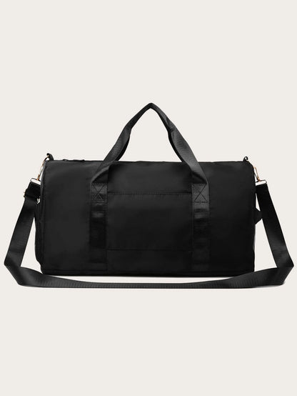 Large Capacity Waterproof Travel Bag, Solid Black Duffel Bag with Shoe Compartment & Wet Dry Separation Pockets, Suitable for Travel & Gym Sports