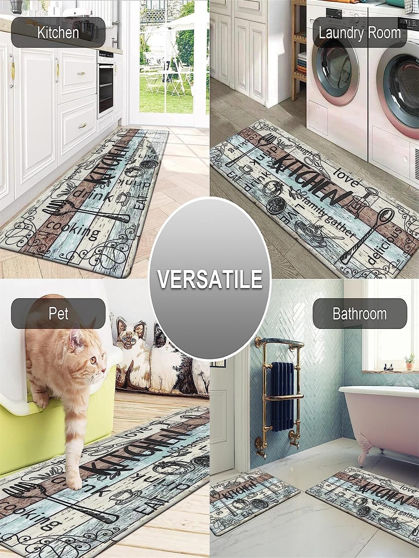 1Pc Kitchen Floor Mat Non-Slip Anti-Fatigue Door Mat Water Absorbent Quick Dry Entrance Mat ,Room Decor