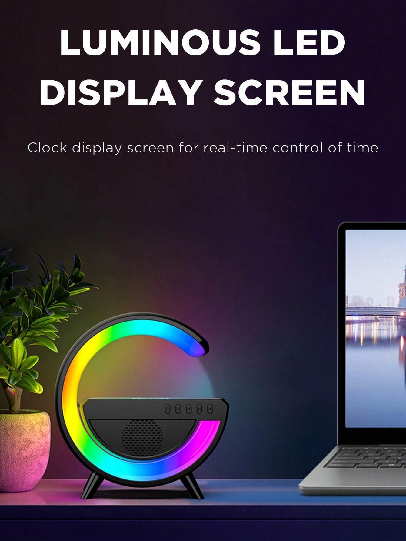 Wireless Speaker 6 Kinds of Light Mode Wireless Charging Function Compatible with IOS / Android System Black and White 601099513769049