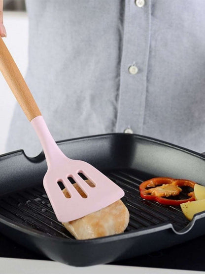 1Set of 12Piece/ 3Pcs/1Pcsilicone Cooking Utensil Set,Wood Handle Non-Stick Kitchen Gadget Tool Set for Kitchen