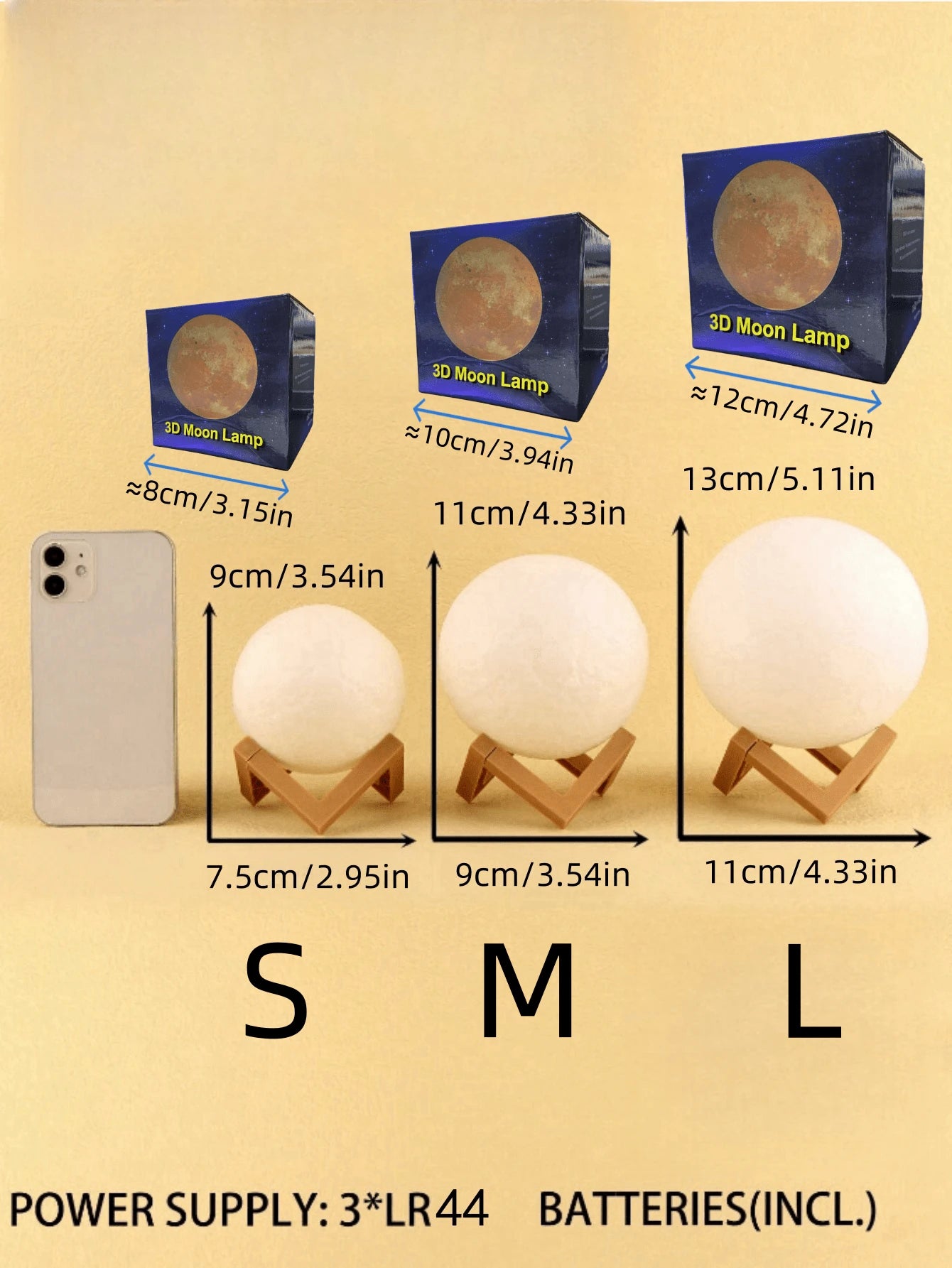 1PC Moon Light Galaxy Light, 3.15 Inch LED 3D Moon Light, Moon Night Light for Girls Boys Children Women DIY Birthday Gift