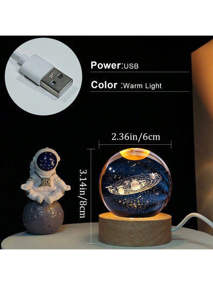 Material - Star Night Lights Solar System Crystal Ball Made of Crystal. 3D Crystal Ball Led Night Light Is Solar System Space Themed and Even after a Lifetime of Use, Crystals Never Lose Their Original Shine.Solar System Crystal Night Light