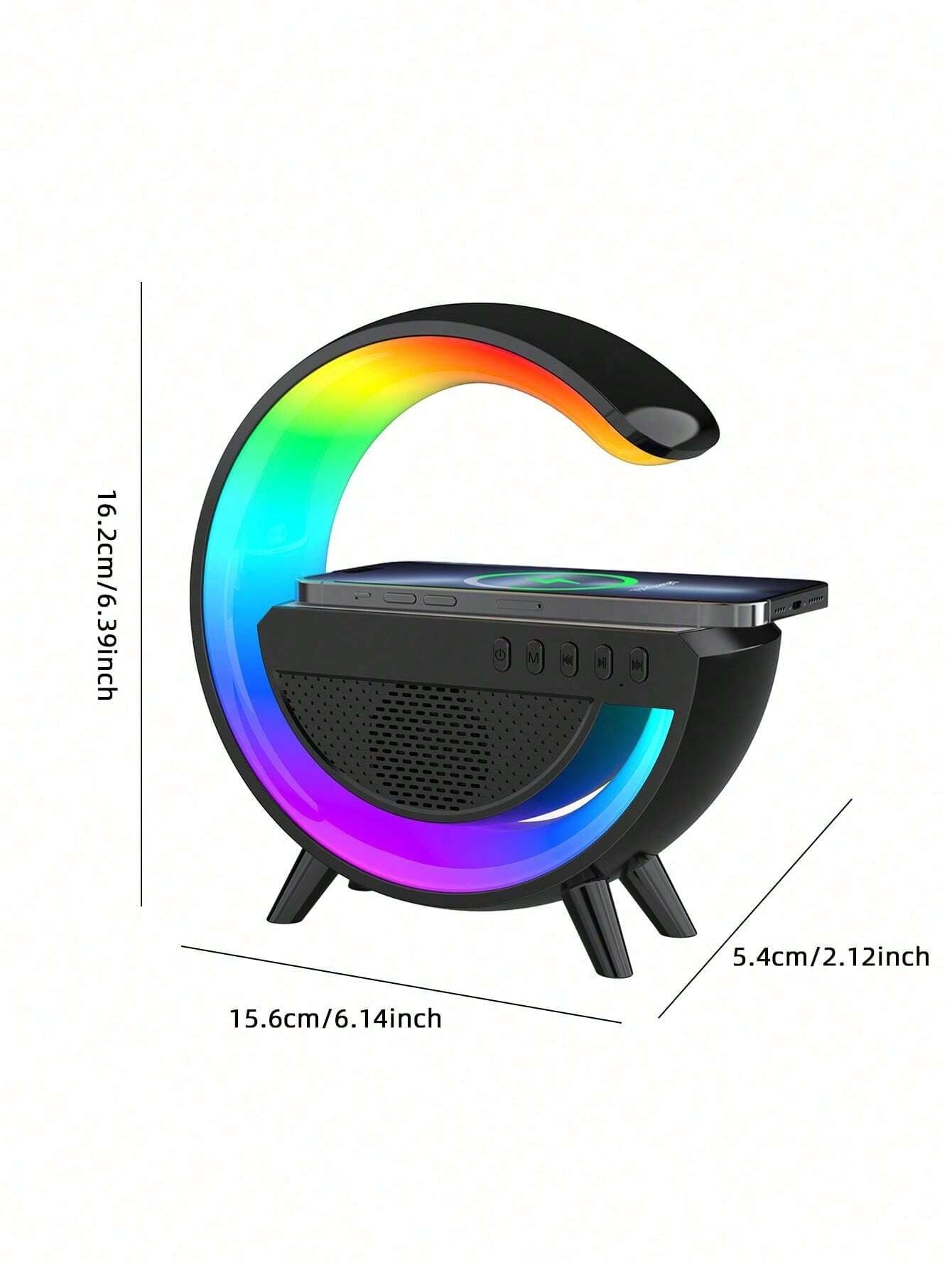 Wireless Speaker 6 Kinds of Light Mode Wireless Charging Function Compatible with IOS / Android System Black and White 601099513769049