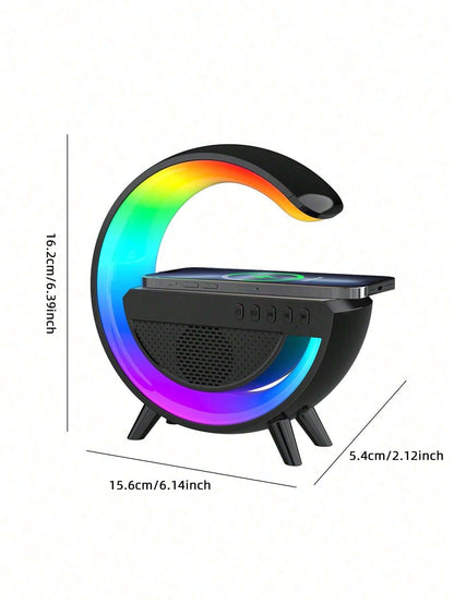 Wireless Speaker 6 Kinds of Light Mode Wireless Charging Function Compatible with IOS / Android System Black and White 601099513769049