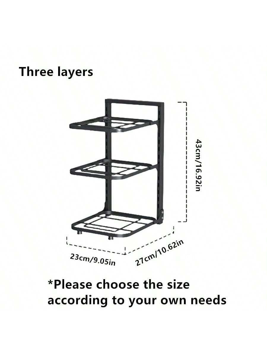 1Pc 2/3/4-Iayer Kitchen Storage Rack Pot Rack Kitchen Organizer Sewer Storage Rack Multi-Layer Adjustable Cabinet Table Corner Storage Rack