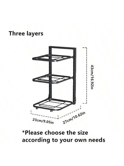 1Pc 2/3/4-Iayer Kitchen Storage Rack Pot Rack Kitchen Organizer Sewer Storage Rack Multi-Layer Adjustable Cabinet Table Corner Storage Rack