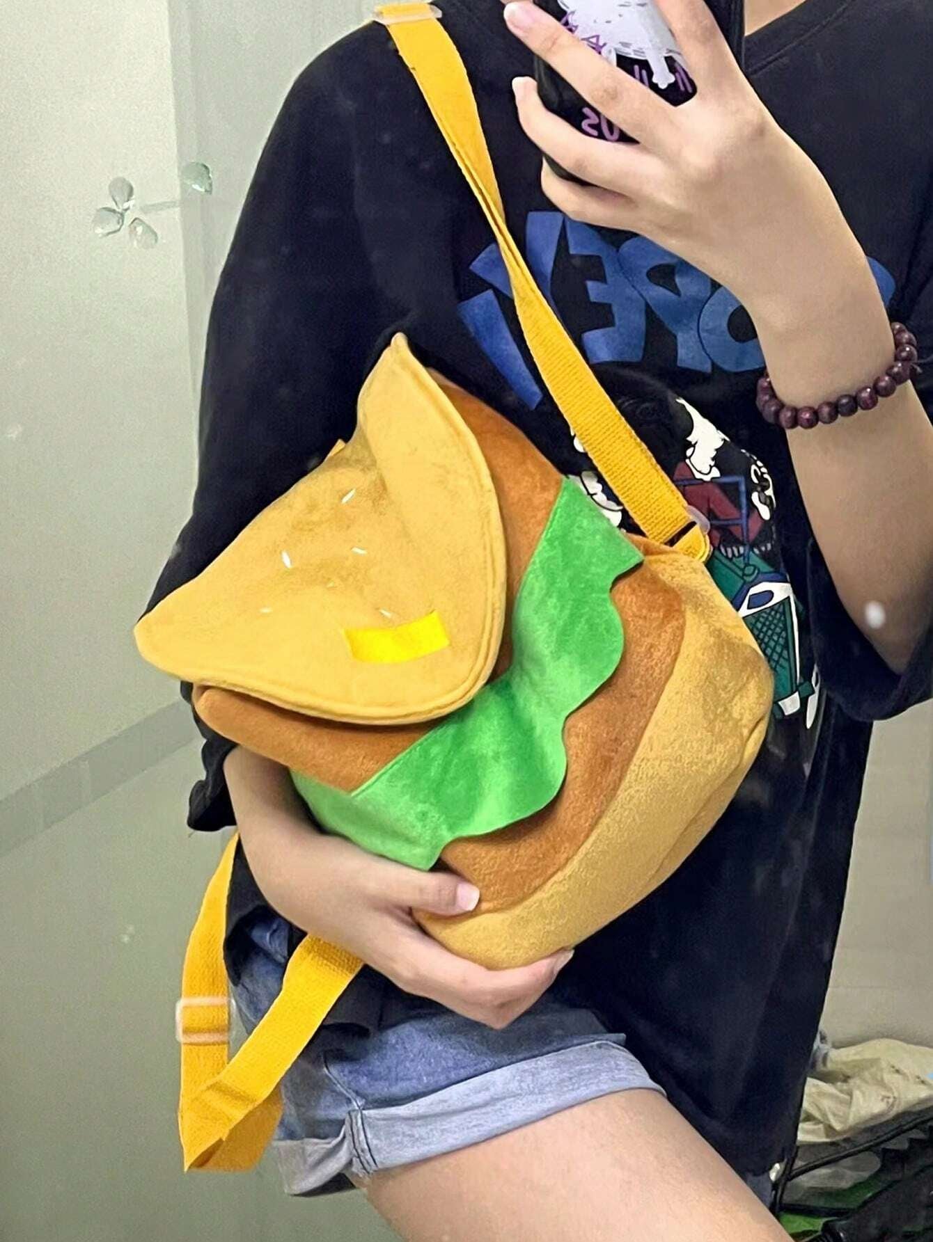 Hamburger Design Flap Backpack 