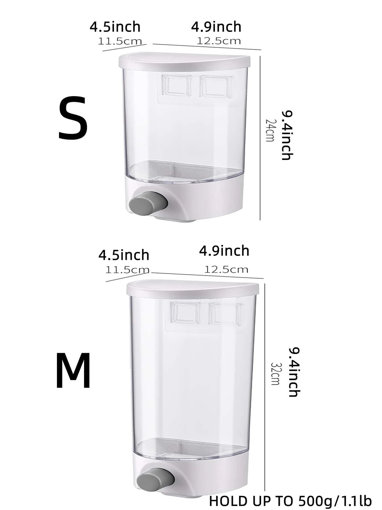 1Pc Wall Mounted Food Storage Airtight Container, Kitchen Cereal Dispenser