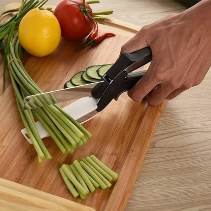 2-in-1 Salad Chopper and Vegetable Cutter with Integrated Cutting Board