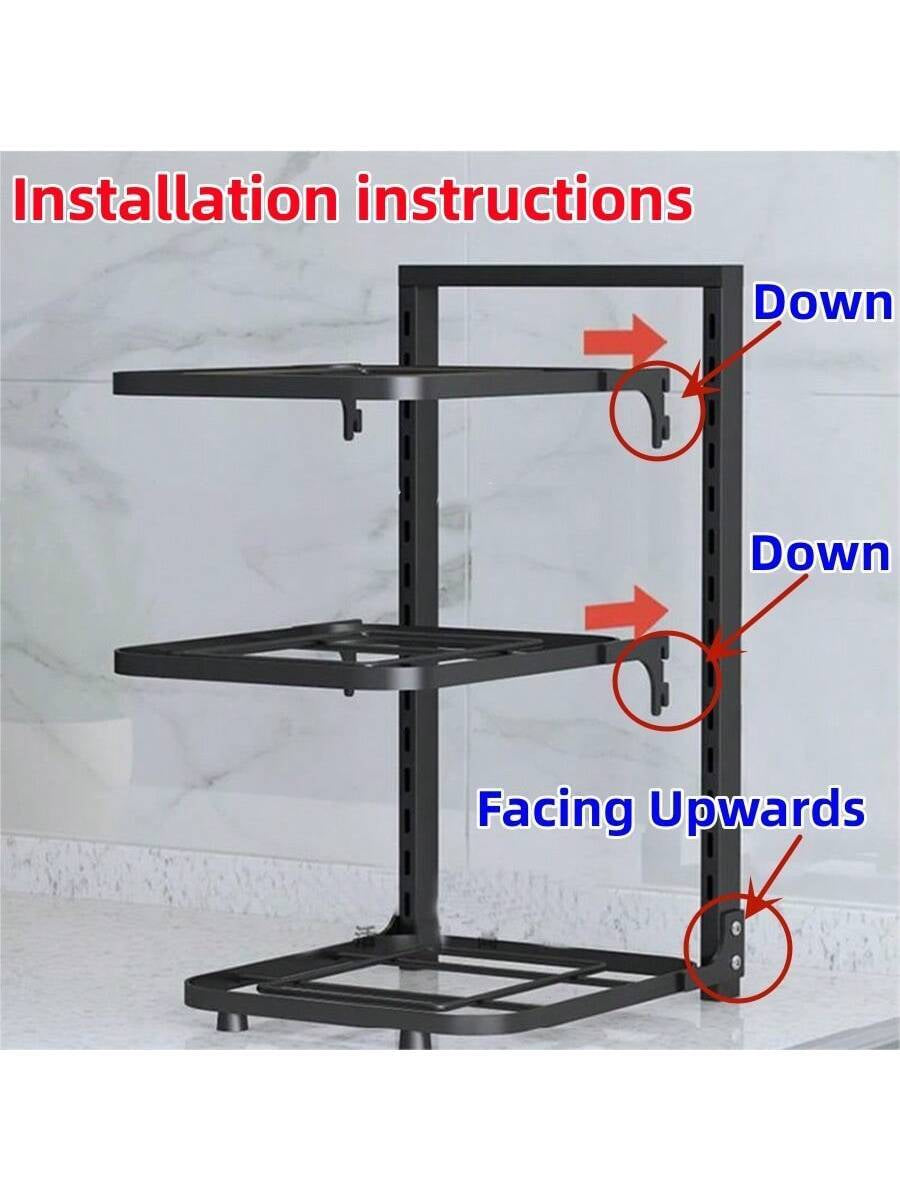 1Pc 2/3/4-Iayer Kitchen Storage Rack Pot Rack Kitchen Organizer Sewer Storage Rack Multi-Layer Adjustable Cabinet Table Corner Storage Rack