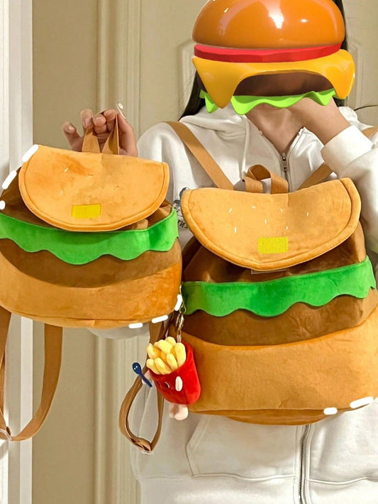 Hamburger Design Flap Backpack 