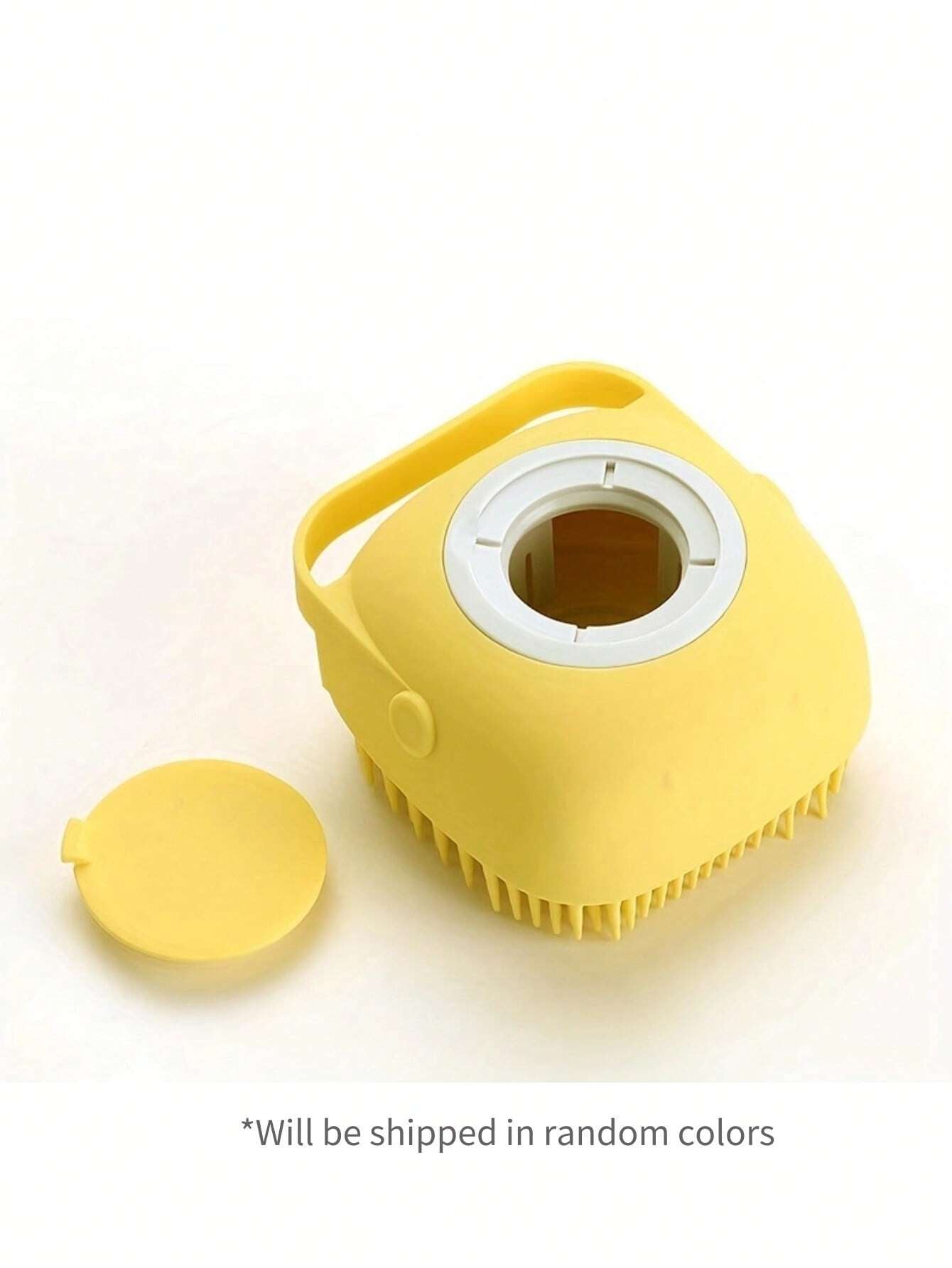 Pet Shampoo Brush, Silicone Massage Rubber Bath Comb with Shampoo Dispenser, for Dogs and Cats Grooming Tool, Random Color Delivery