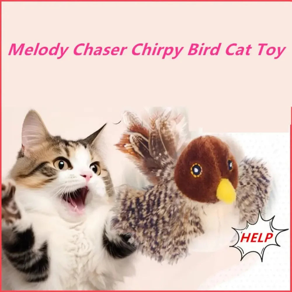 Interactive Cat Toys Flying Bird Cat Toy Flapping Wings Sparrow Catnip Toys Vivid Chirpi]Ng Simulation Bird Interactive Cat Toy