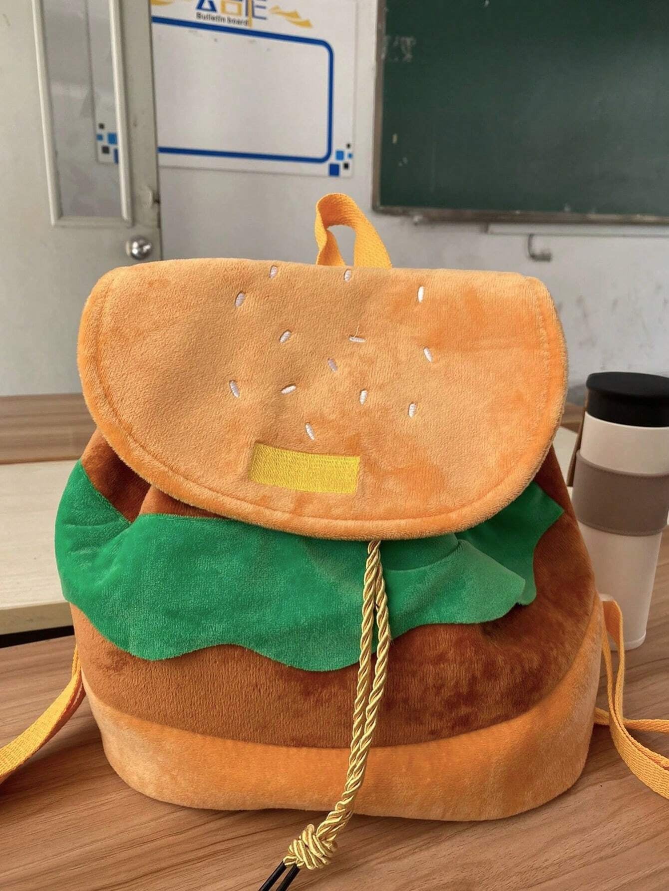 Hamburger Design Flap Backpack 