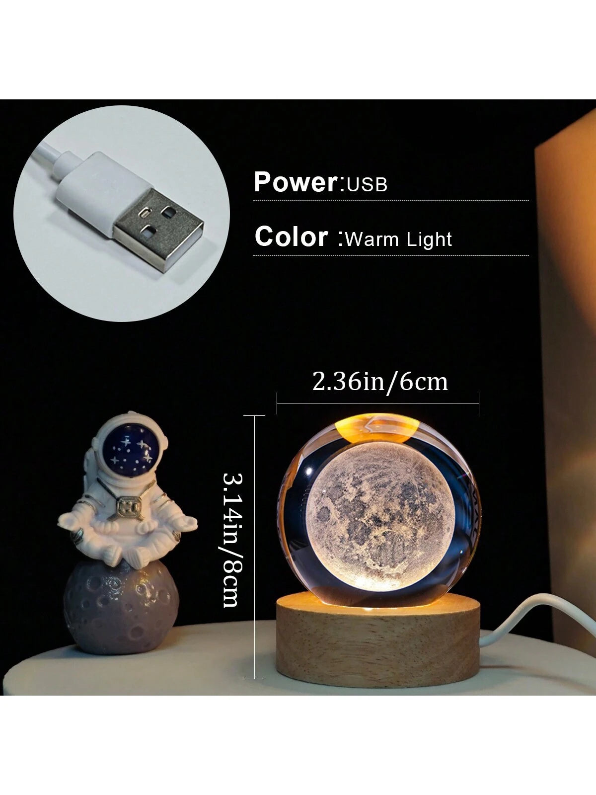 Material - Star Night Lights Solar System Crystal Ball Made of Crystal. 3D Crystal Ball Led Night Light Is Solar System Space Themed and Even after a Lifetime of Use, Crystals Never Lose Their Original Shine.Solar System Crystal Night Light