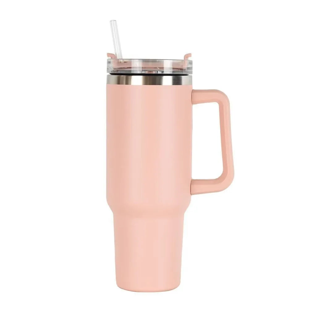 1200Ml Thermos Bottle Cold Ice Cute Stainless Steel Water Bottle Tumbler Strawwith Lid and Straw Stainless Steel Kettle Cup Gift