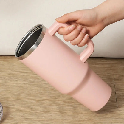 1200Ml Thermos Bottle Cold Ice Cute Stainless Steel Water Bottle Tumbler Strawwith Lid and Straw Stainless Steel Kettle Cup Gift