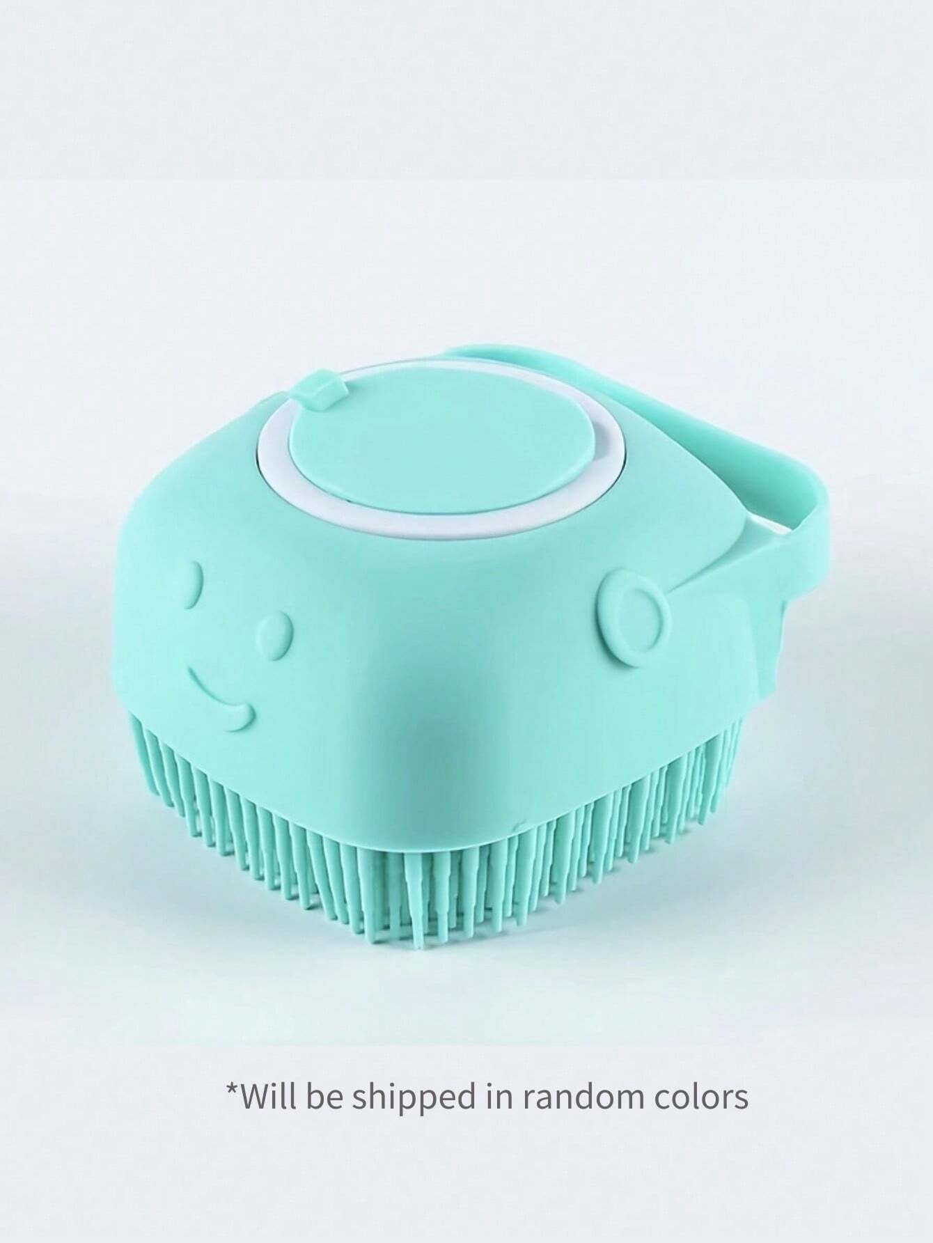Pet Shampoo Brush, Silicone Massage Rubber Bath Comb with Shampoo Dispenser, for Dogs and Cats Grooming Tool, Random Color Delivery