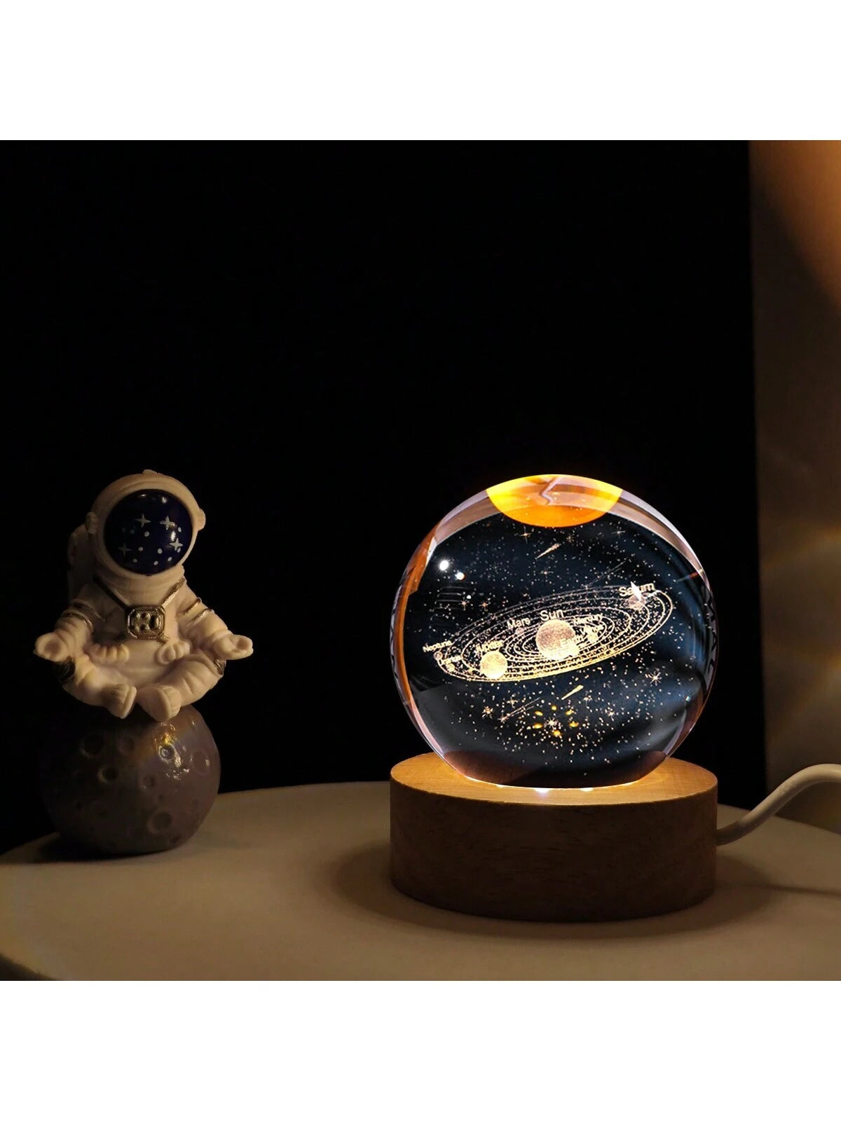 Material - Star Night Lights Solar System Crystal Ball Made of Crystal. 3D Crystal Ball Led Night Light Is Solar System Space Themed and Even after a Lifetime of Use, Crystals Never Lose Their Original Shine.Solar System Crystal Night Light