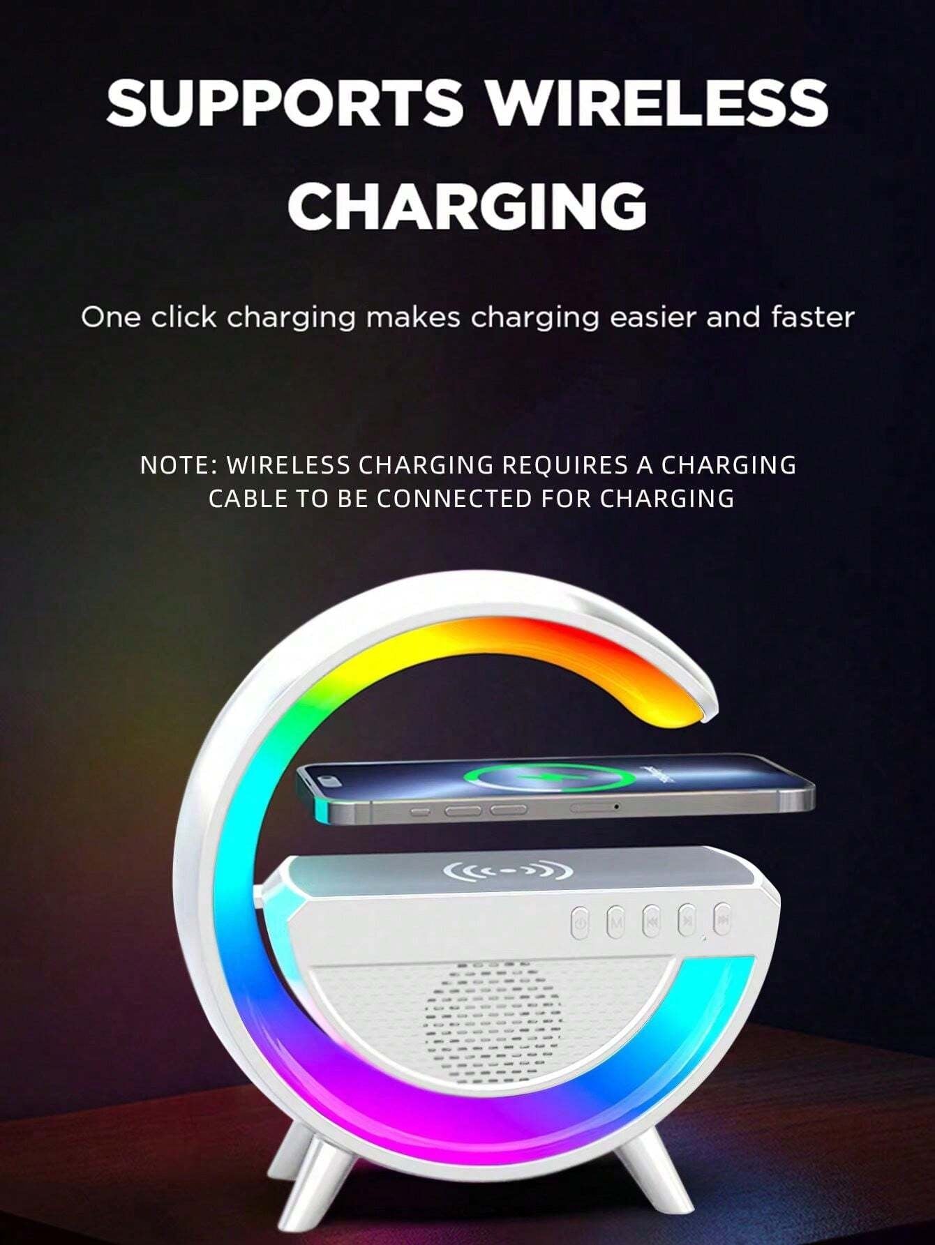 Wireless Speaker 6 Kinds of Light Mode Wireless Charging Function Compatible with IOS / Android System Black and White 601099513769049