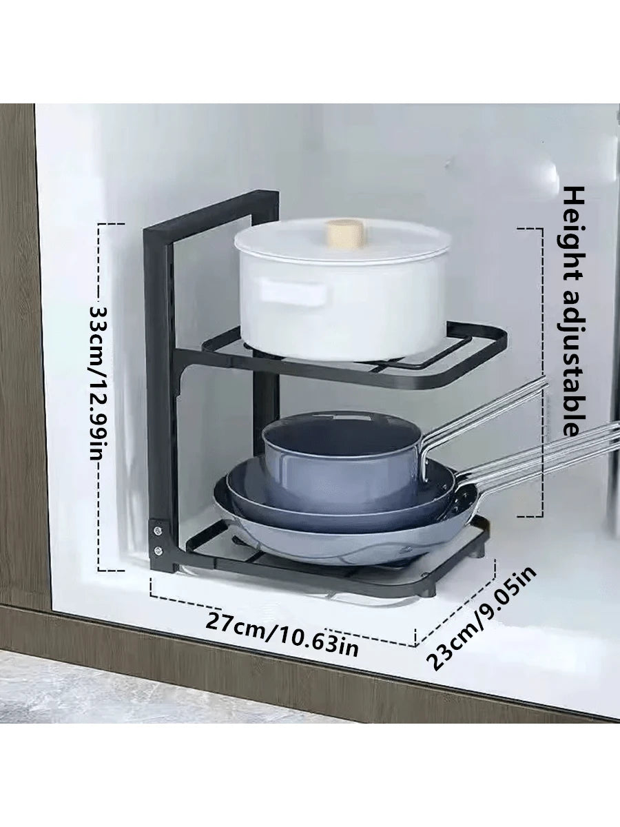 1Pc 2/3/4-Iayer Kitchen Storage Rack Pot Rack Kitchen Organizer Sewer Storage Rack Multi-Layer Adjustable Cabinet Table Corner Storage Rack
