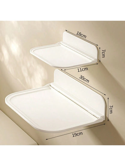 1Pc Foldable Wall-Mounted Shelf, for Bathroom, Toilet, Kitchen, Bedside, Dorm Room, No Drilling Phone Storage, Wifi Router Storage