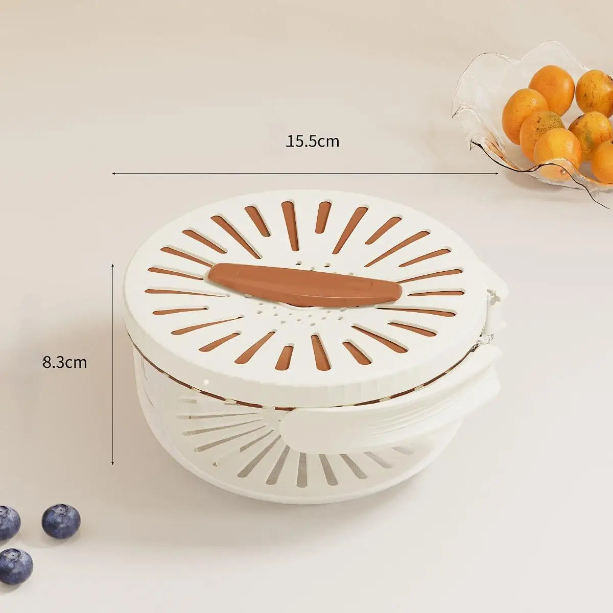 Food Drain Basket Foldable Handle for Fridge with Lid Fruit Storage Container for Salad Cherry Vegetables Grapes Strawberry