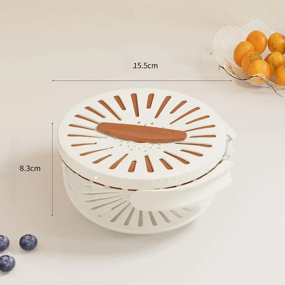 Food Drain Basket Foldable Handle for Fridge with Lid Fruit Storage Container for Salad Cherry Vegetables Grapes Strawberry