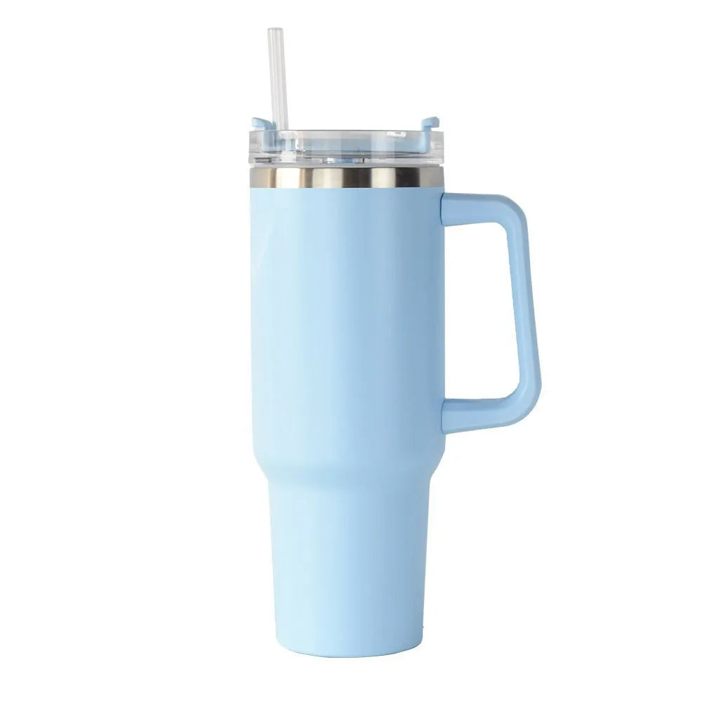 1200Ml Thermos Bottle Cold Ice Cute Stainless Steel Water Bottle Tumbler Strawwith Lid and Straw Stainless Steel Kettle Cup Gift