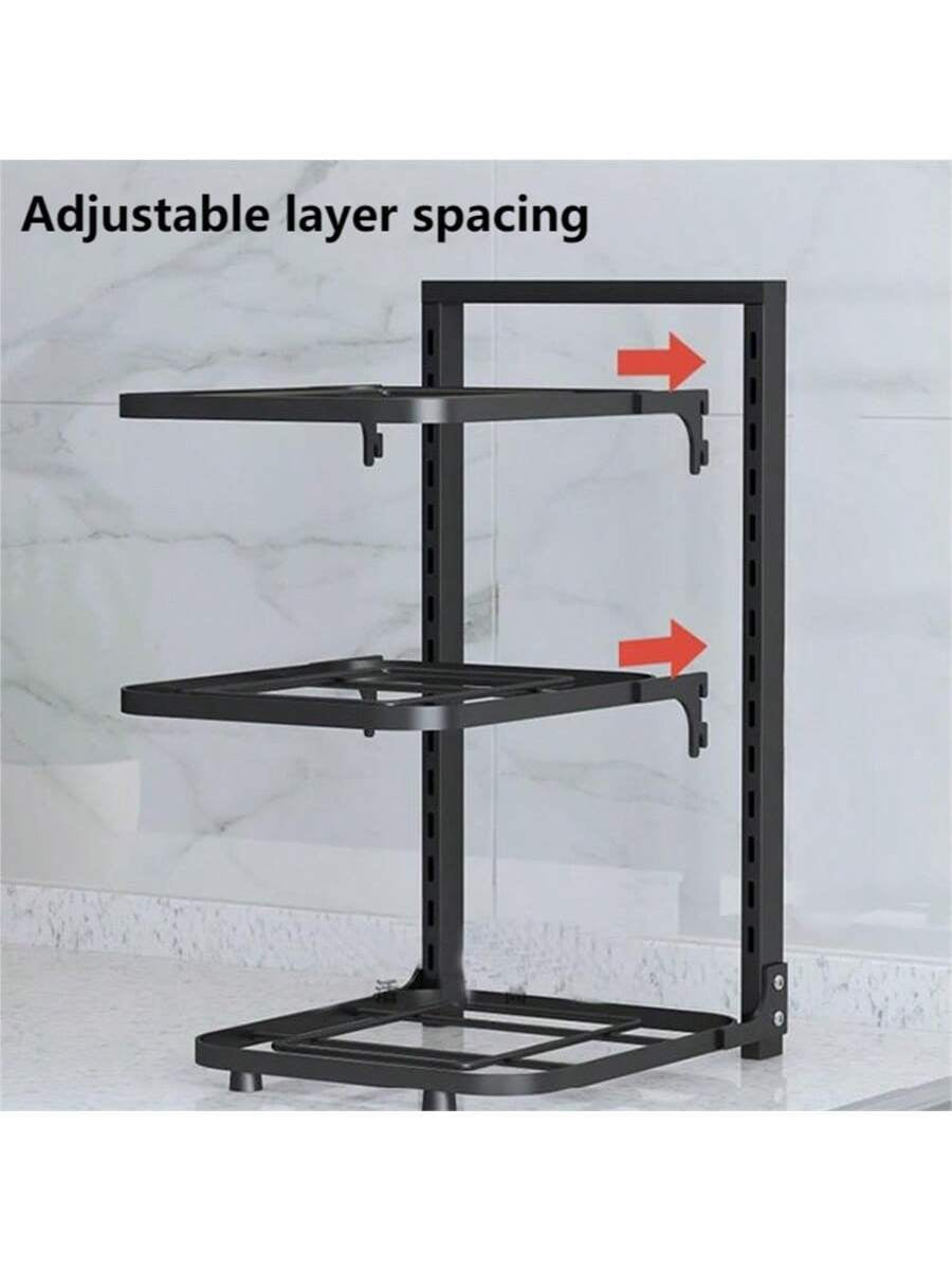 1Pc 2/3/4-Iayer Kitchen Storage Rack Pot Rack Kitchen Organizer Sewer Storage Rack Multi-Layer Adjustable Cabinet Table Corner Storage Rack