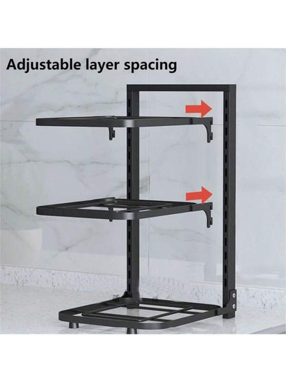1Pc 2/3/4-Iayer Kitchen Storage Rack Pot Rack Kitchen Organizer Sewer Storage Rack Multi-Layer Adjustable Cabinet Table Corner Storage Rack