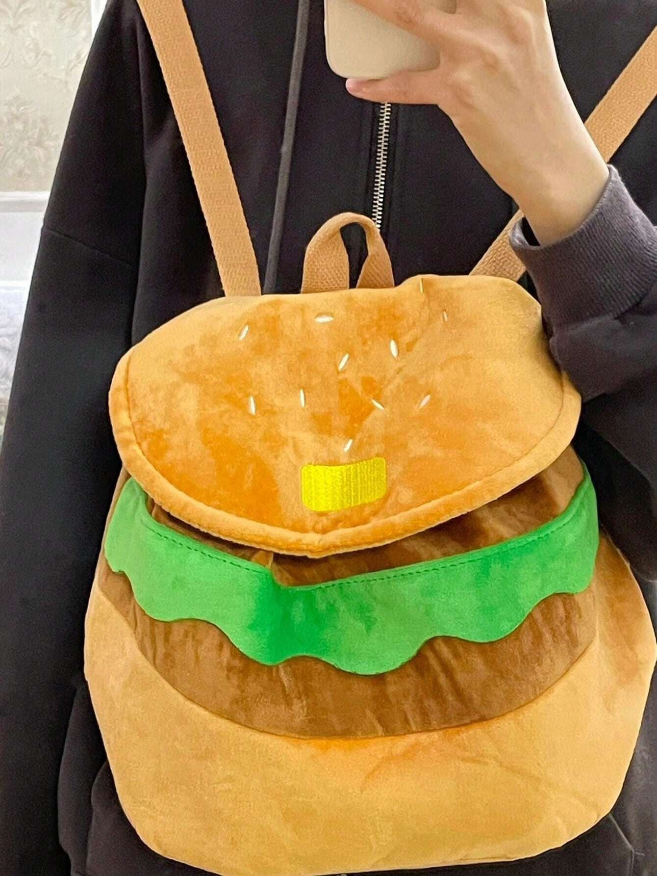 Hamburger Design Flap Backpack 
